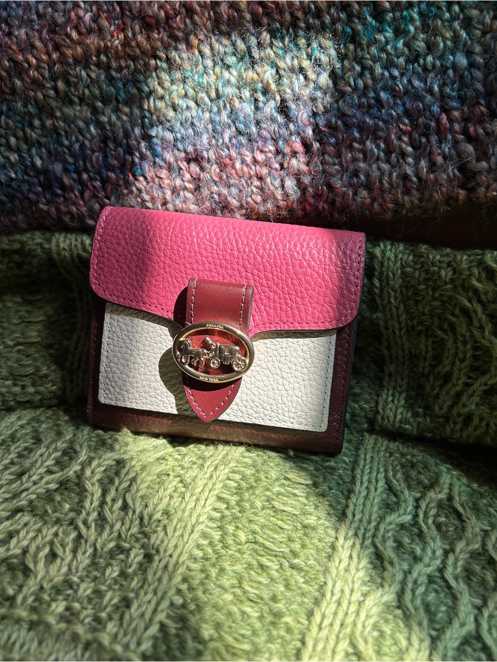 Coach Georgie Small Wallet Colorblock Pebbled Leather Style C4089 - Picture 3 of 12